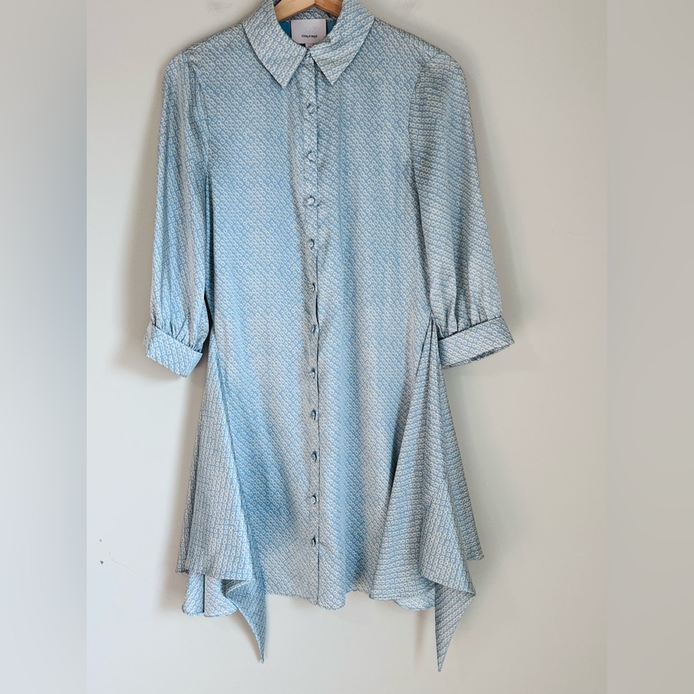 Cinq‎ a Sept Satin Shirt Dress Size 0 Flowy Geometric Print